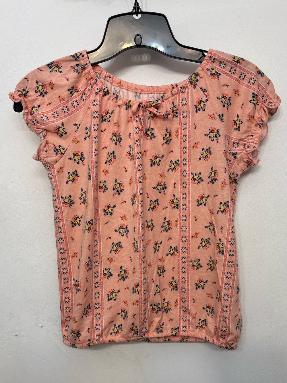 The Children’s Place Pink Floral Ruffle Cap Sleeve Top Girls Size XL 14 NWOT